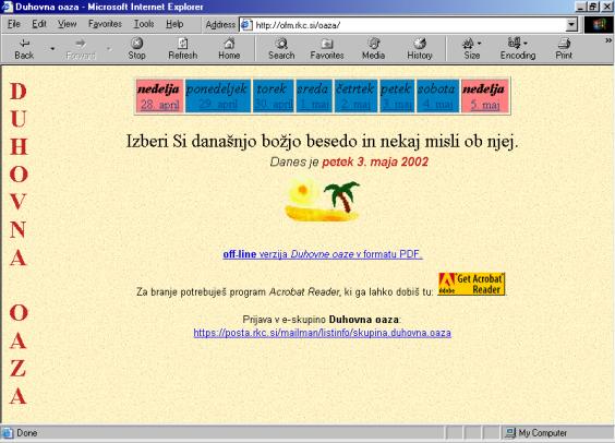 Slika 42: Izbira dneva in monost branja v formatu PDF ter prijava na elektronsko skupino