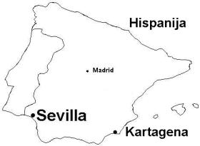 Slika 6: Rojen v Kartageni, sluboval v Sevilli